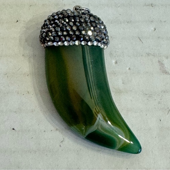 Handmade Large Heavy Blinged-Out Claw Horn Fang Pendant 2.25" long One of a Kind - Picture 13 of 15